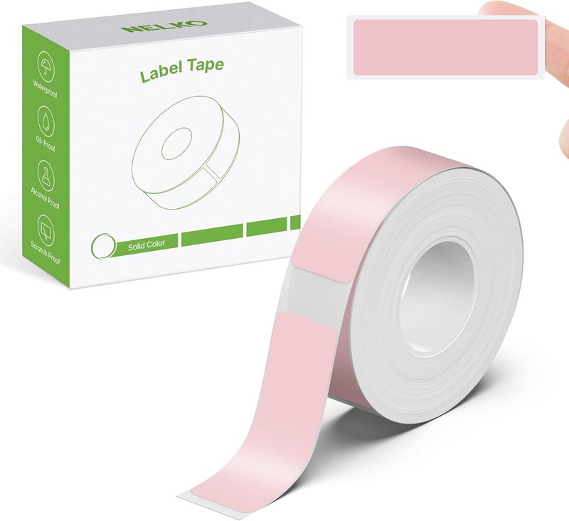 Nelko Genuine P21 Label Maker Tape, Adapted Label Print Paper, 14x40mm (0.55"x1.57"), Standard Laminated Labeling Replacement, Multipurpose of P21 Label Maker, 180 Tapes/Roll, 1 Roll, Pink - Image 1